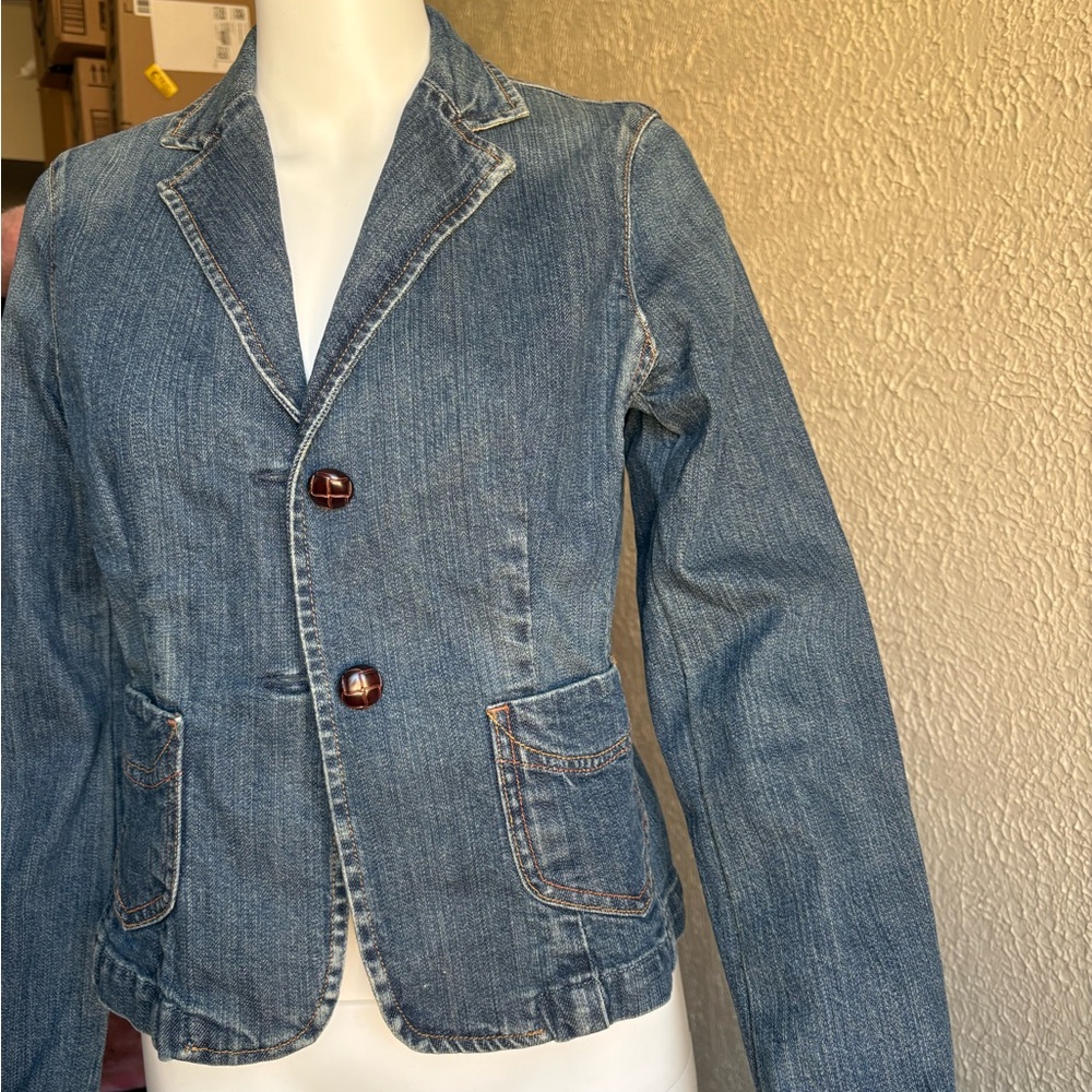 Gap blue denim blazer Size 4 - Picture 3 of 8